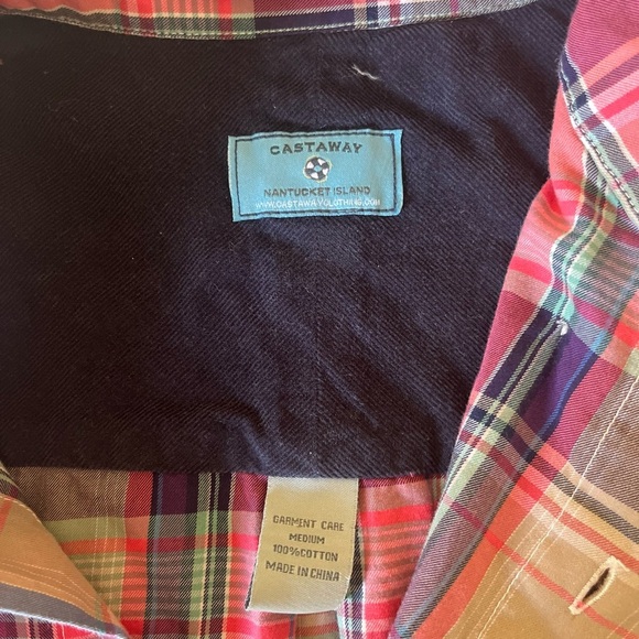 Castaway Nantucket Red and Tan Plaid Casual Shirt Chase Shirt sku021 - Picture 3 of 5